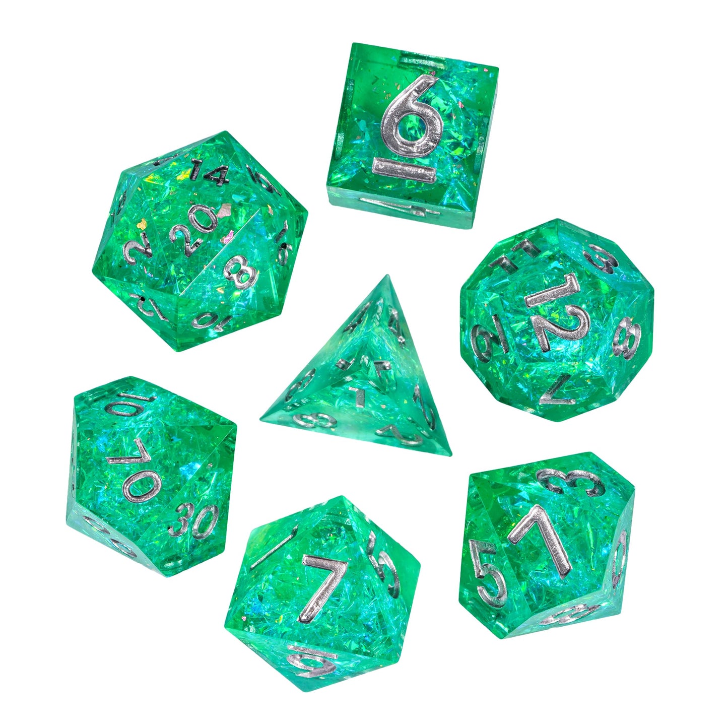 Sages Emerald - Sharp Edge Dice Set