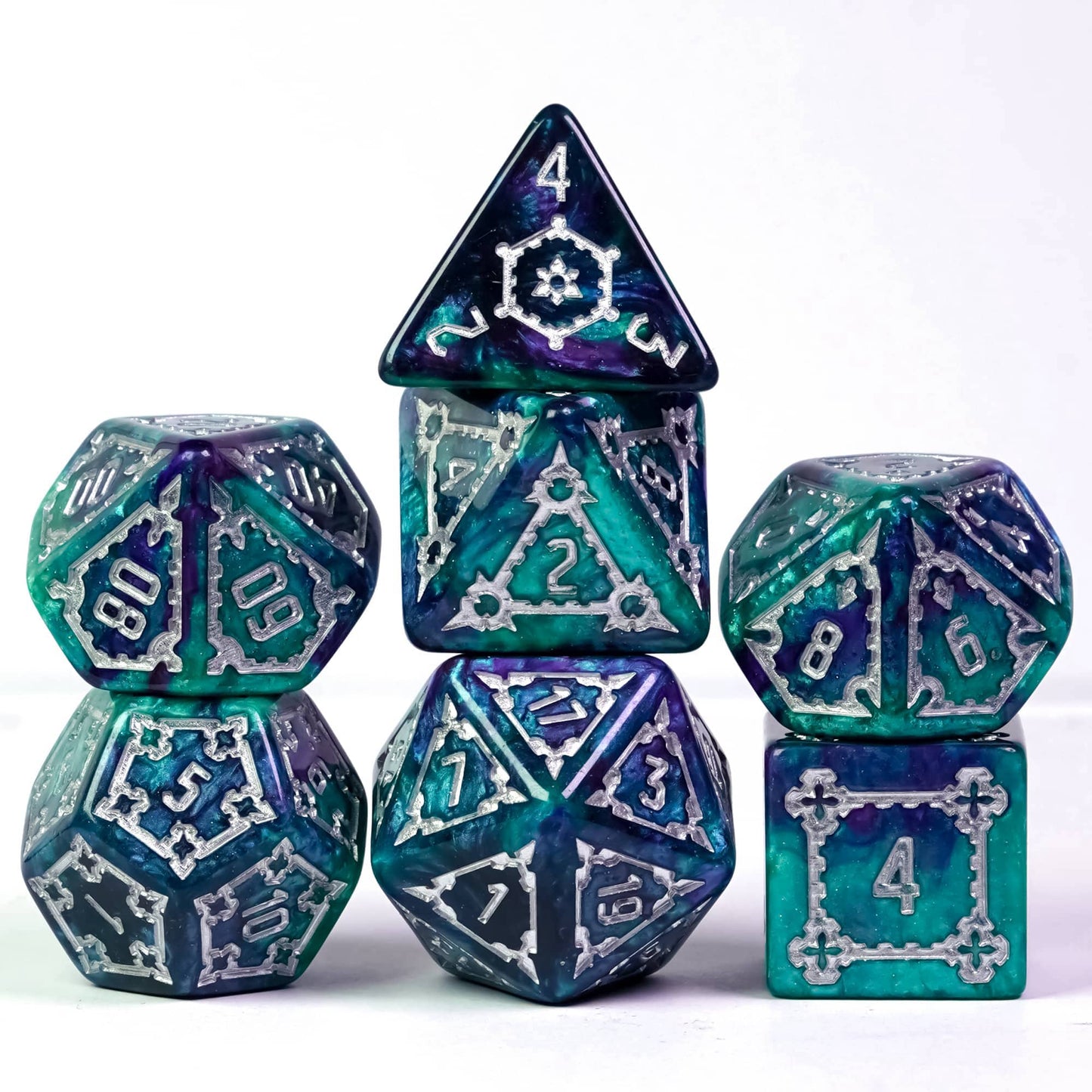 Castle Teal & Purple - Huge Dice Set