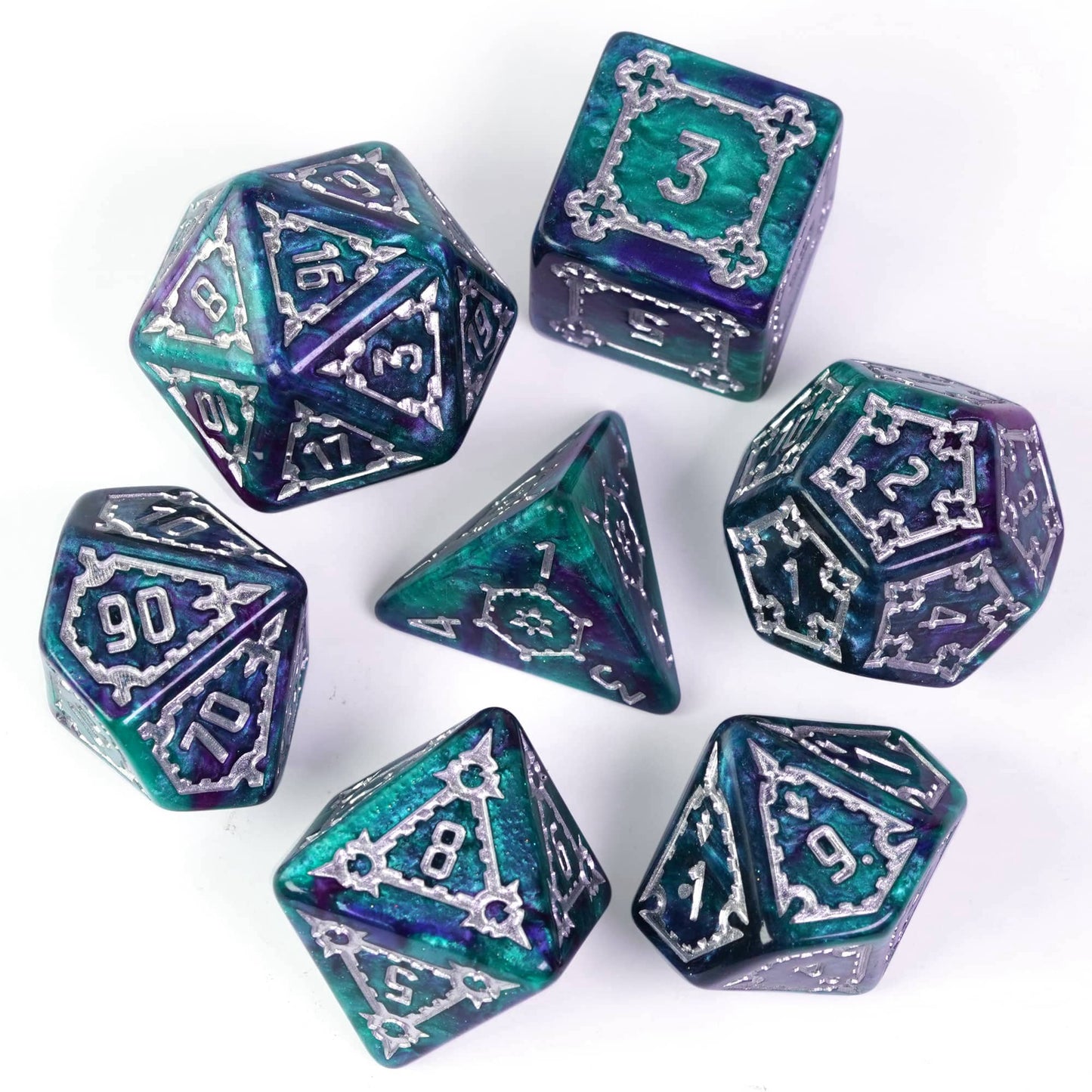Castle Teal & Purple - Huge Dice Set