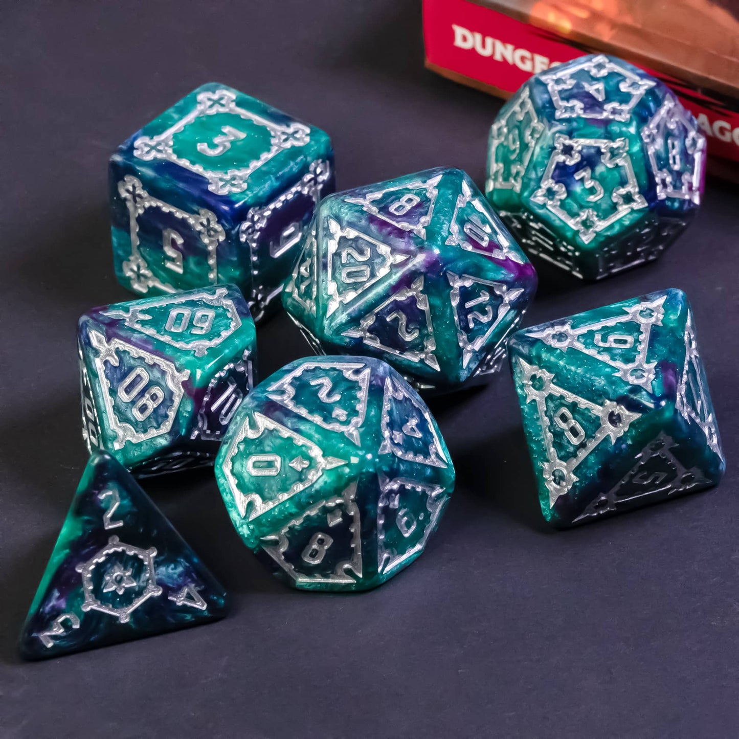 Castle Teal & Purple - Huge Dice Set