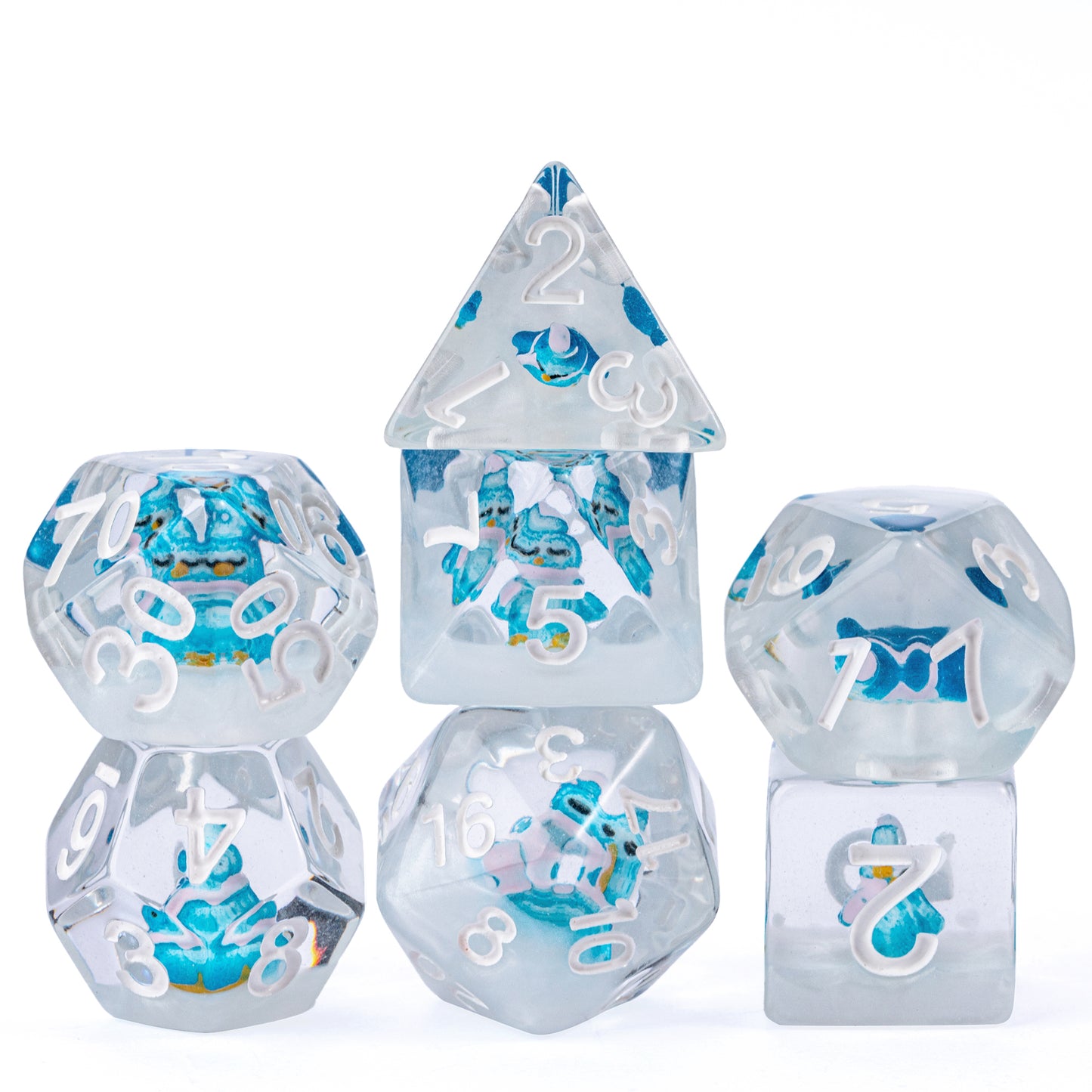 Transparent Blue Penguin - Dice Set