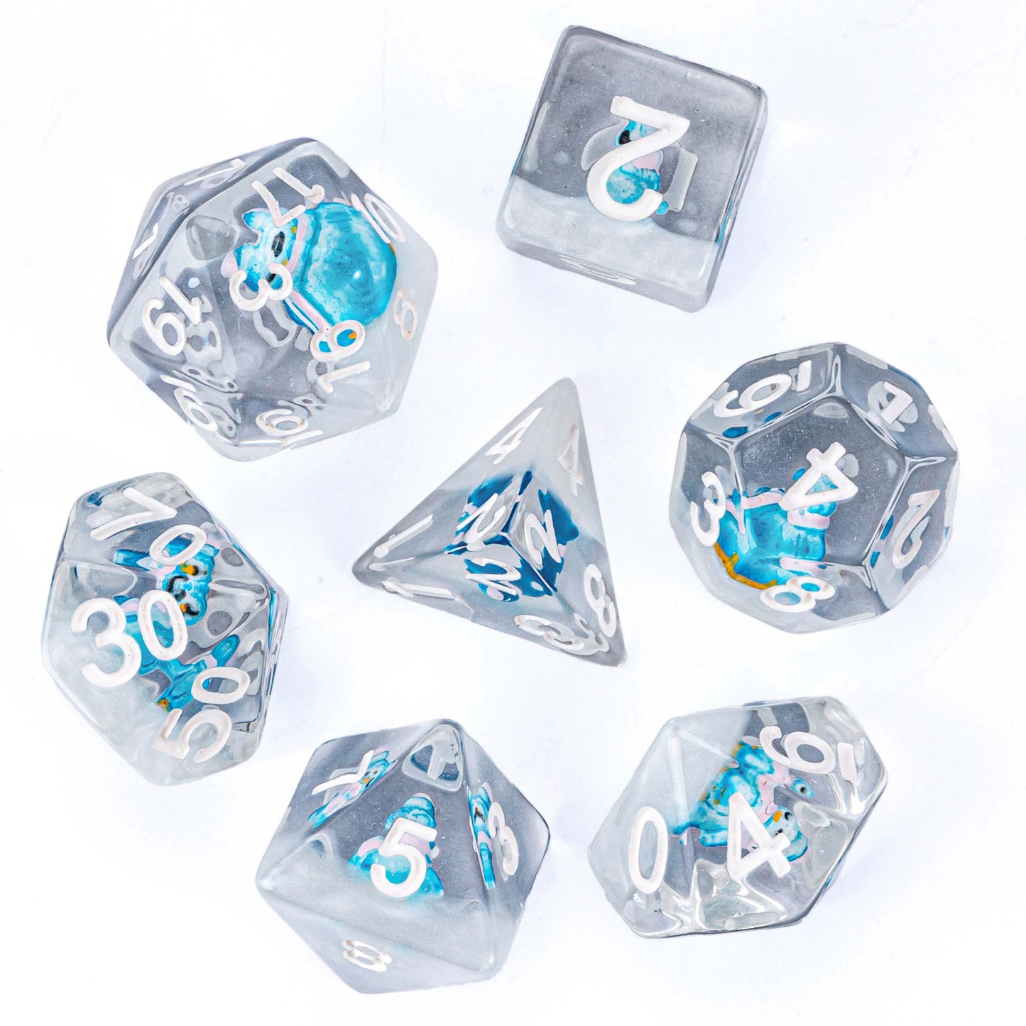 Transparent Blue Penguin - Dice Set