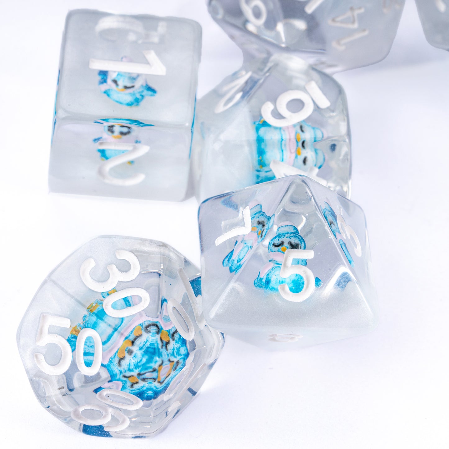 Transparent Blue Penguin - Dice Set