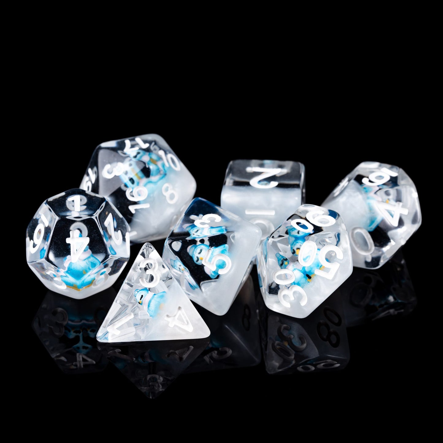 Transparent Blue Penguin - Dice Set