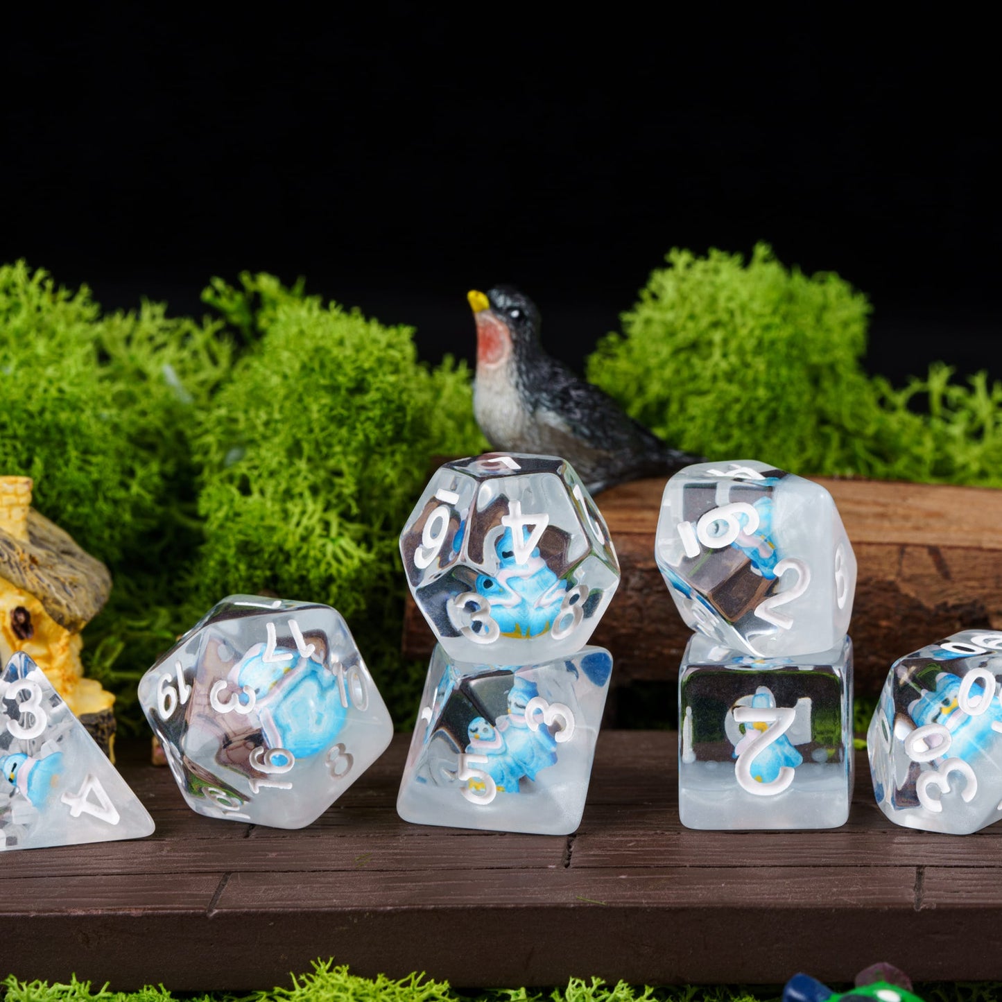 Transparent Blue Penguin - Dice Set