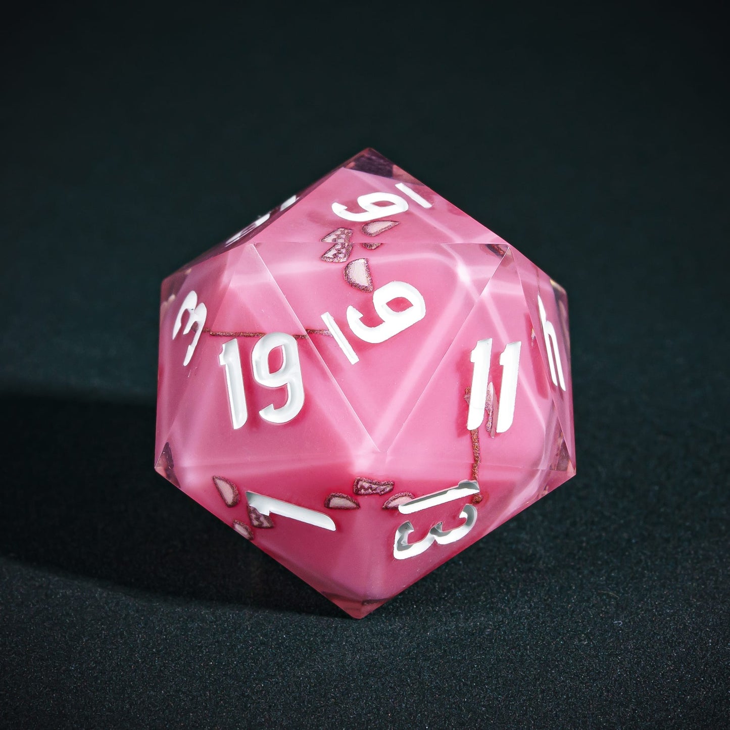 Pink Barbarian D20, pastel sharp edge polyhedral dice for DND 5e characters