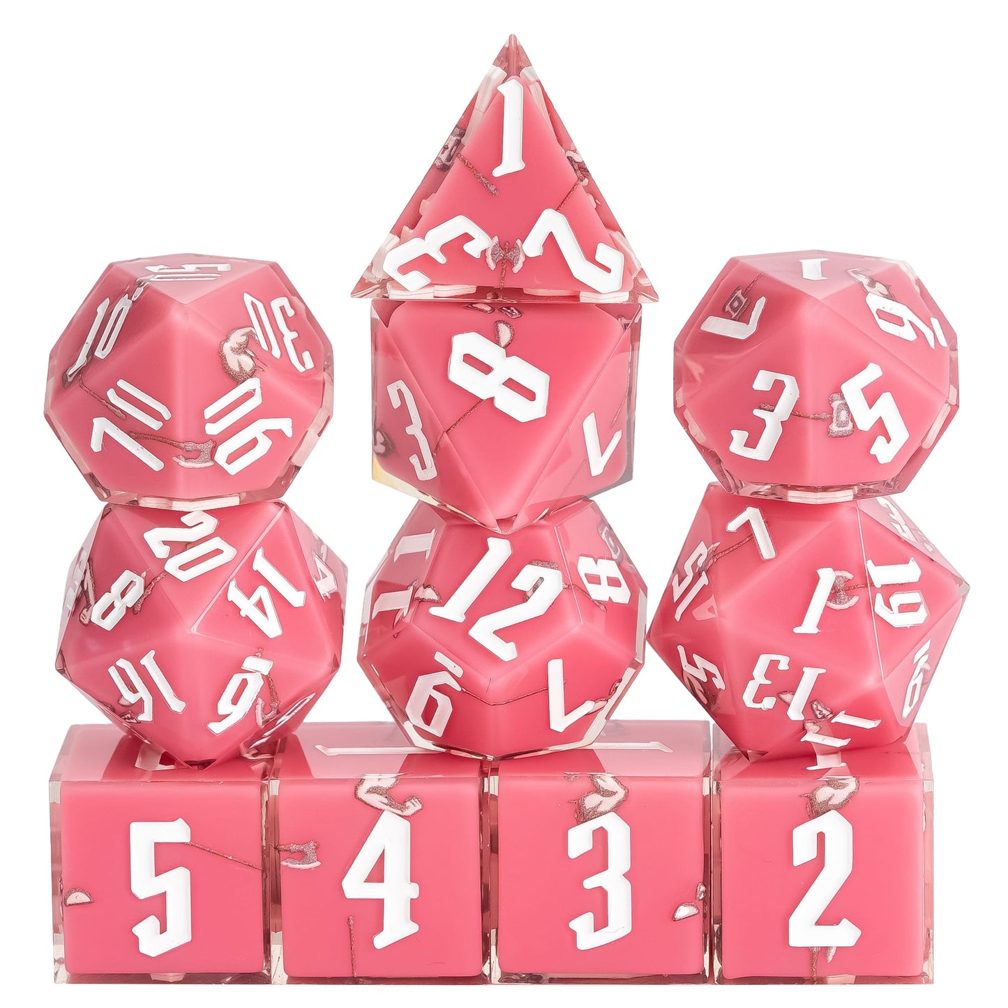 Red Barbarian Dice Set, 11 piece pastel sharp edge dice for DND 5e players