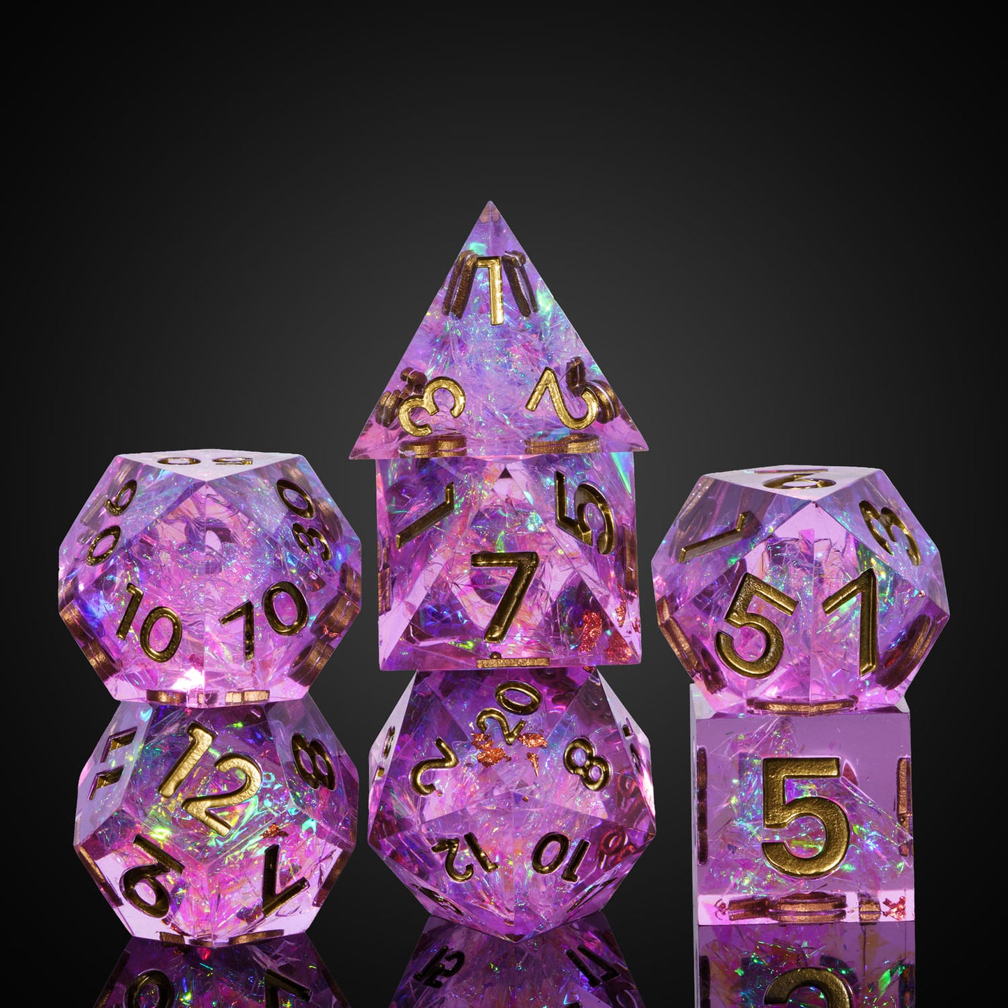 Stacked Celestial Heart sharp edge dice with gold ink