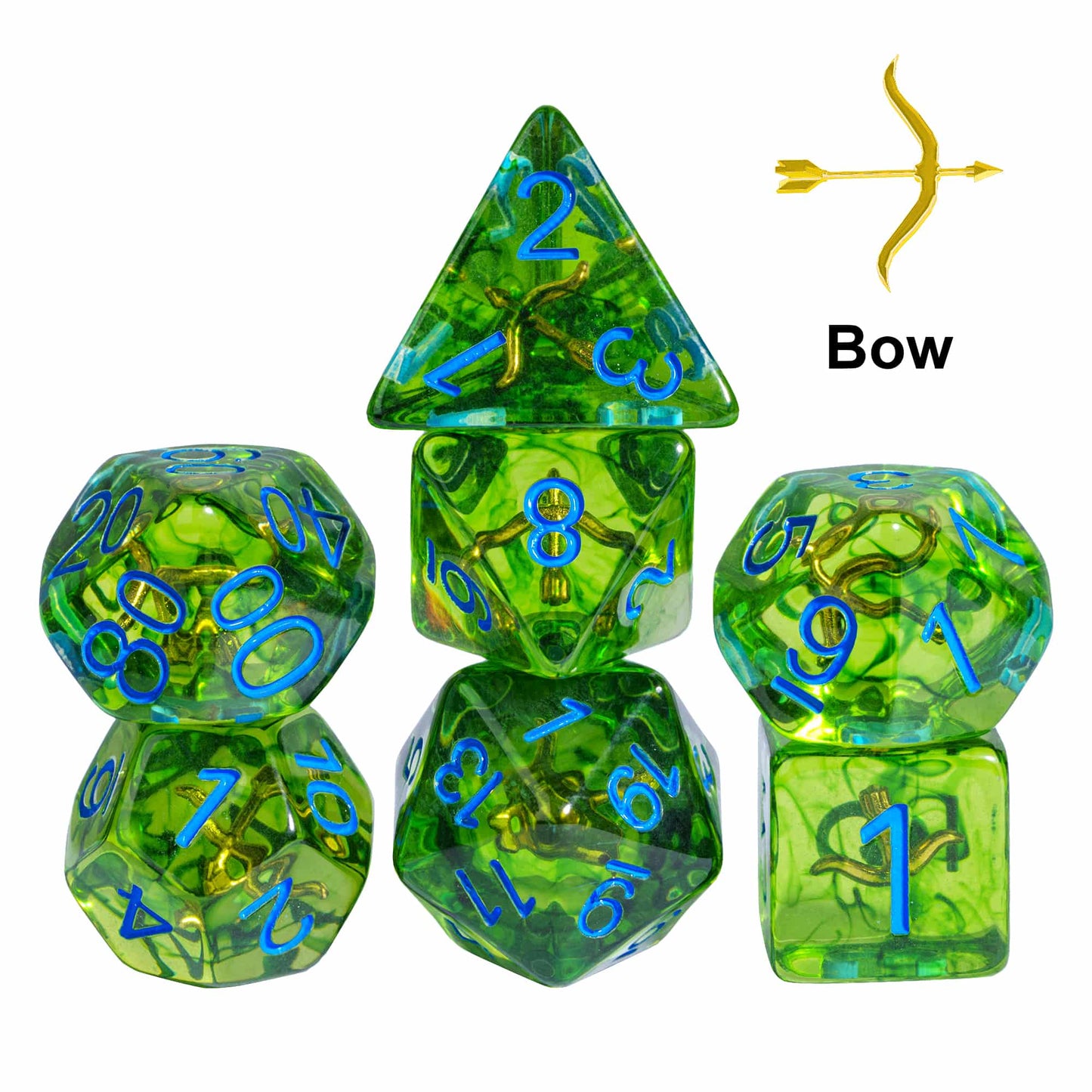 Class Weapons Ranger Arrow Dice Set, resin 7 piece sharp edge dice with arrow design for DnD & DnD 5e