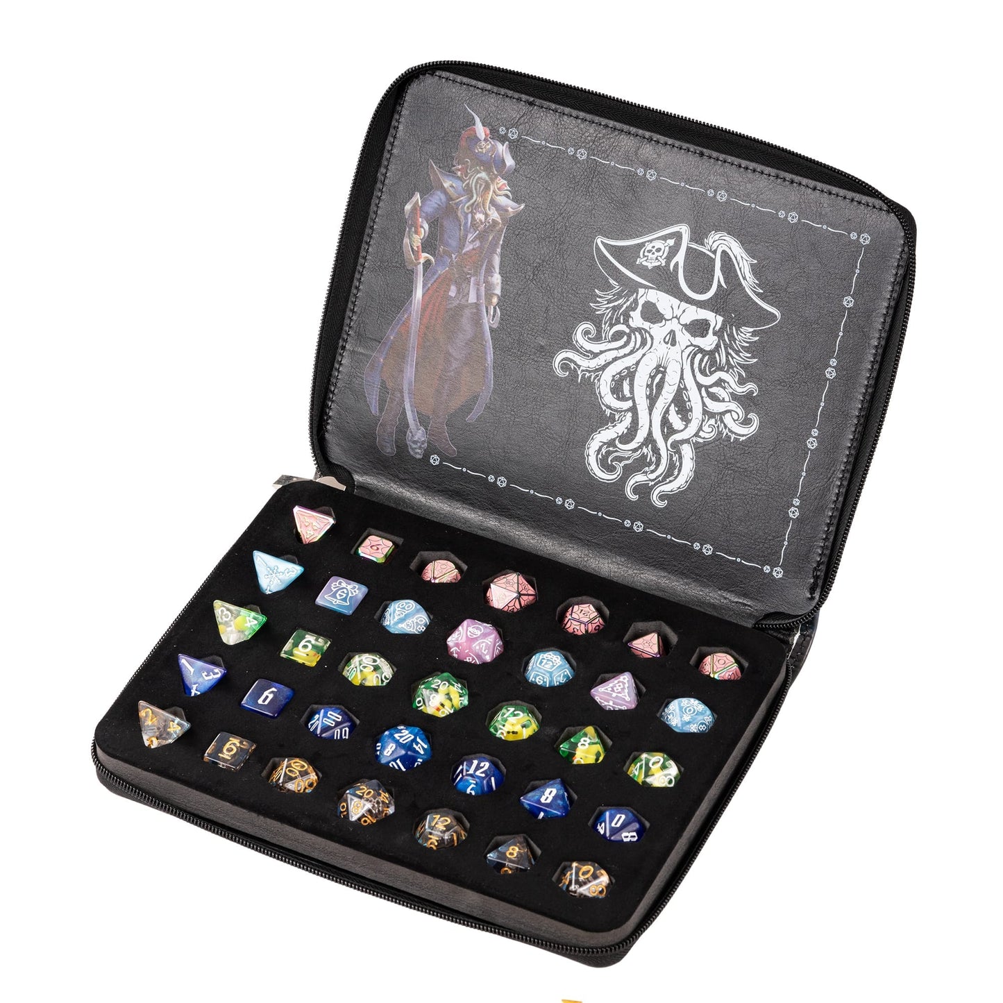 Only Crits Black Tide Dice Vault displaying organized dice collection on white background