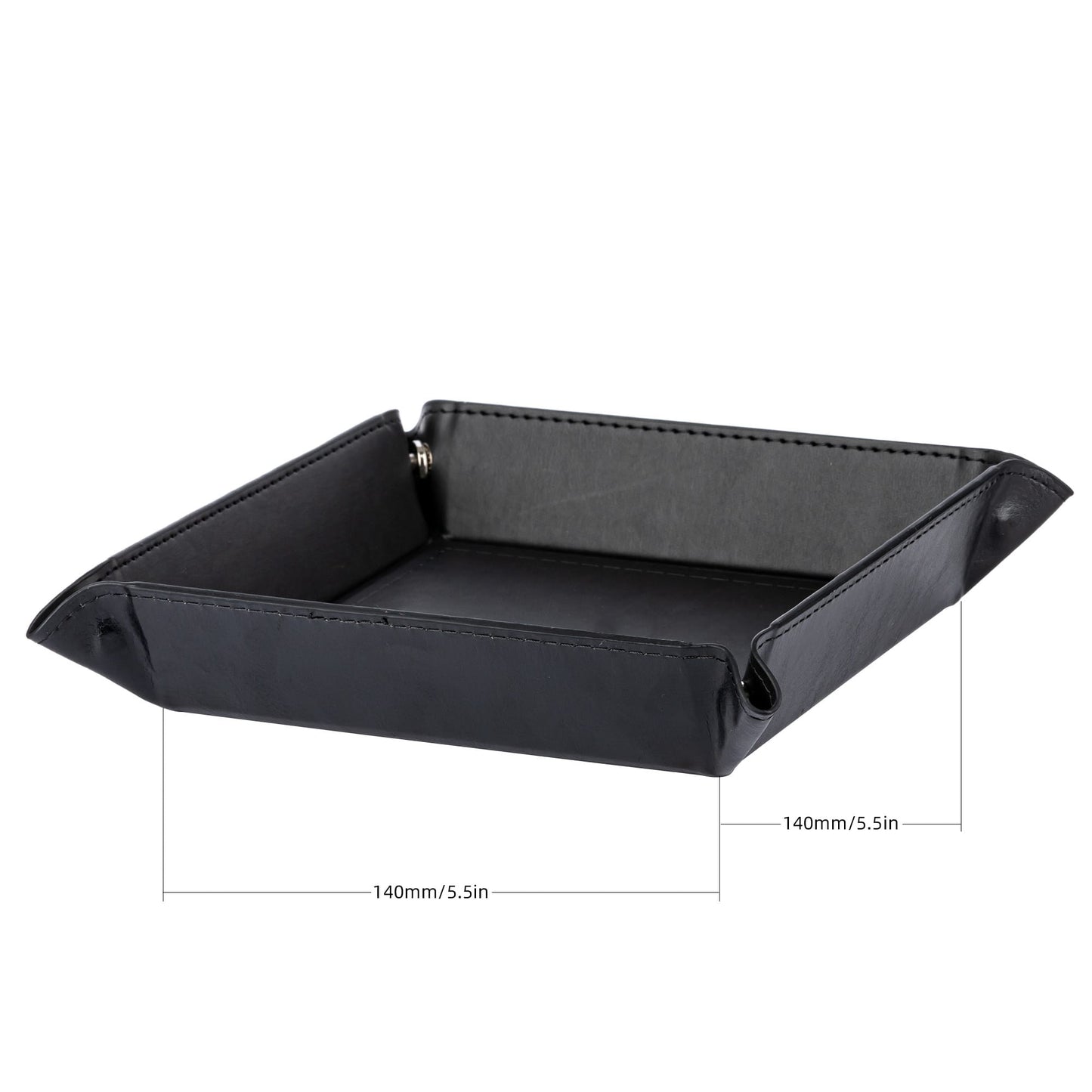 Black Only Crits Dice Tray shown flat with 5.5 inch dimensions, tabletop RPG accessory
