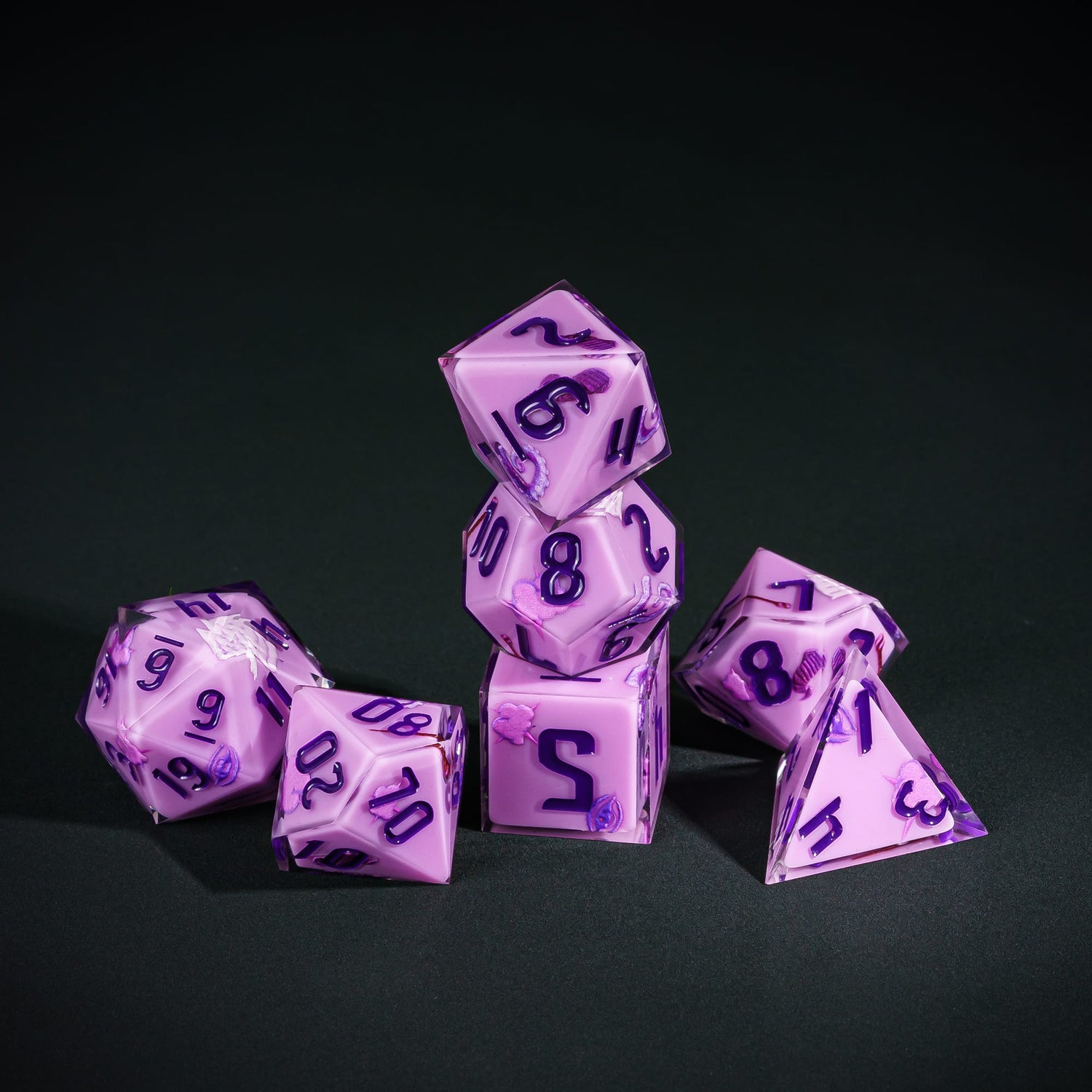 Class Dice Warlock Set, 7 piece pastel sharp edge dice for DND 5e players
