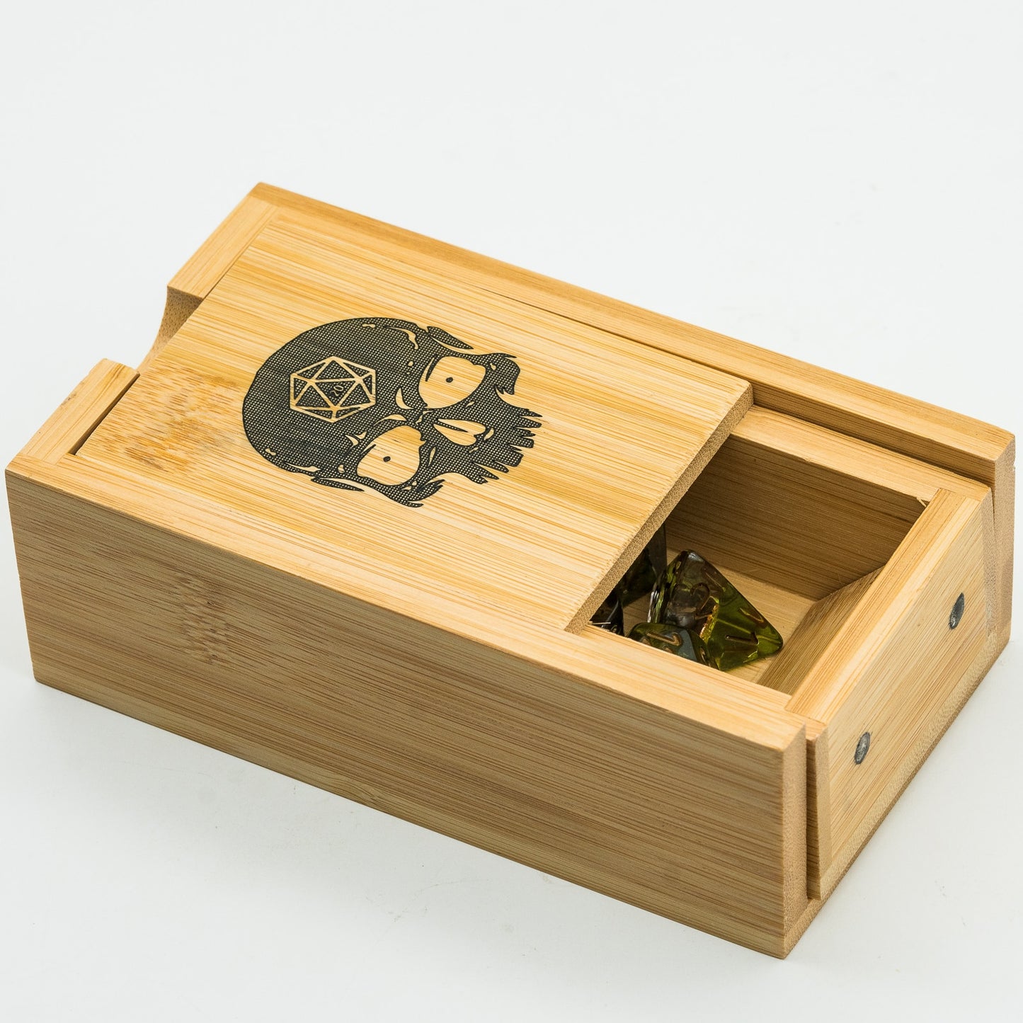 folded bamboo dice tower with dice inside
