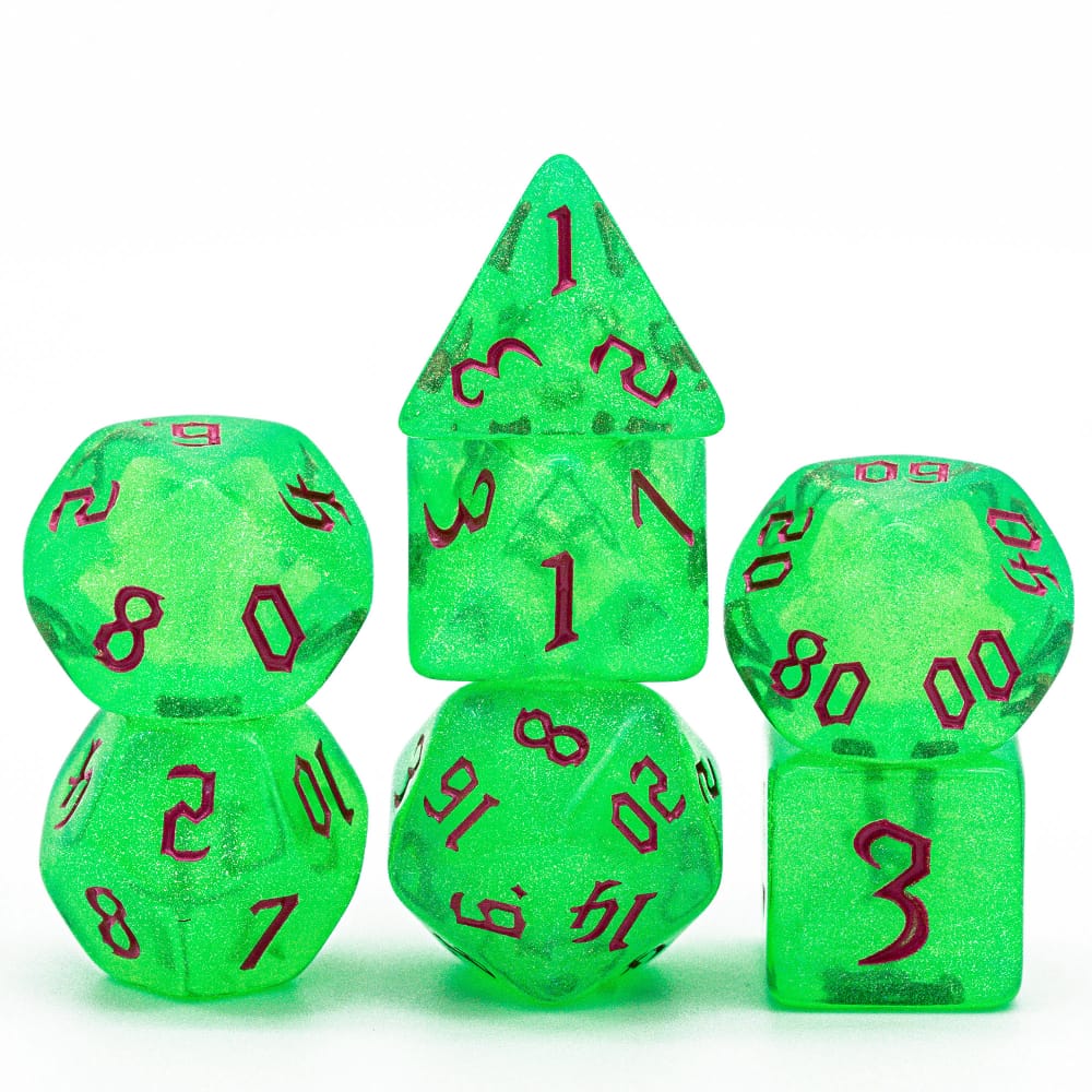 Bright green dnd dice set