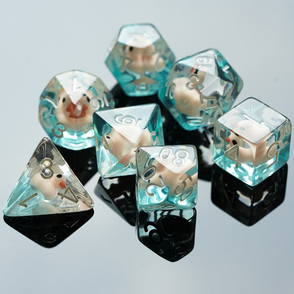 Transparent ducky dice set, 7 piece