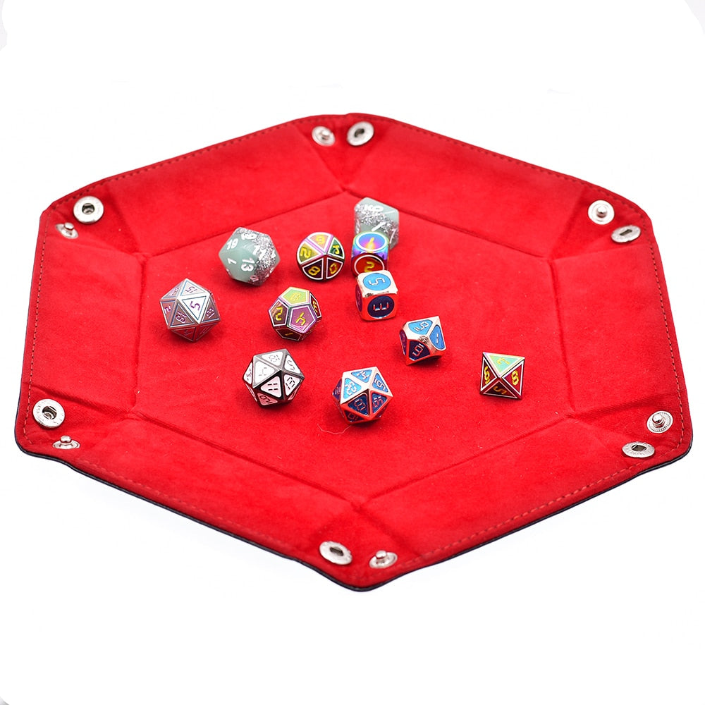 Unbuttoned red dice tray