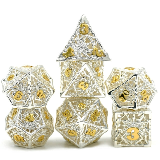 7 piece deva's heart hollow metal dice set