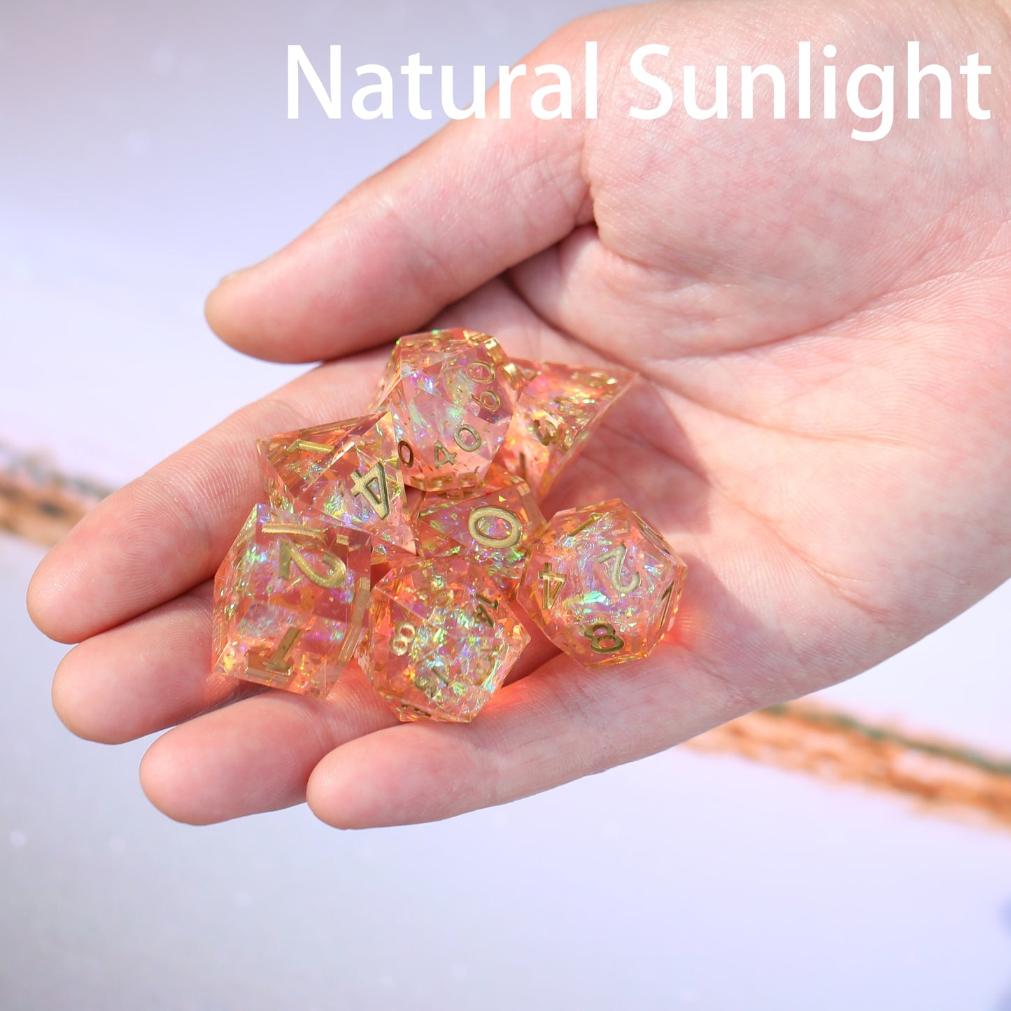 dnd dice wet in natural sunlight