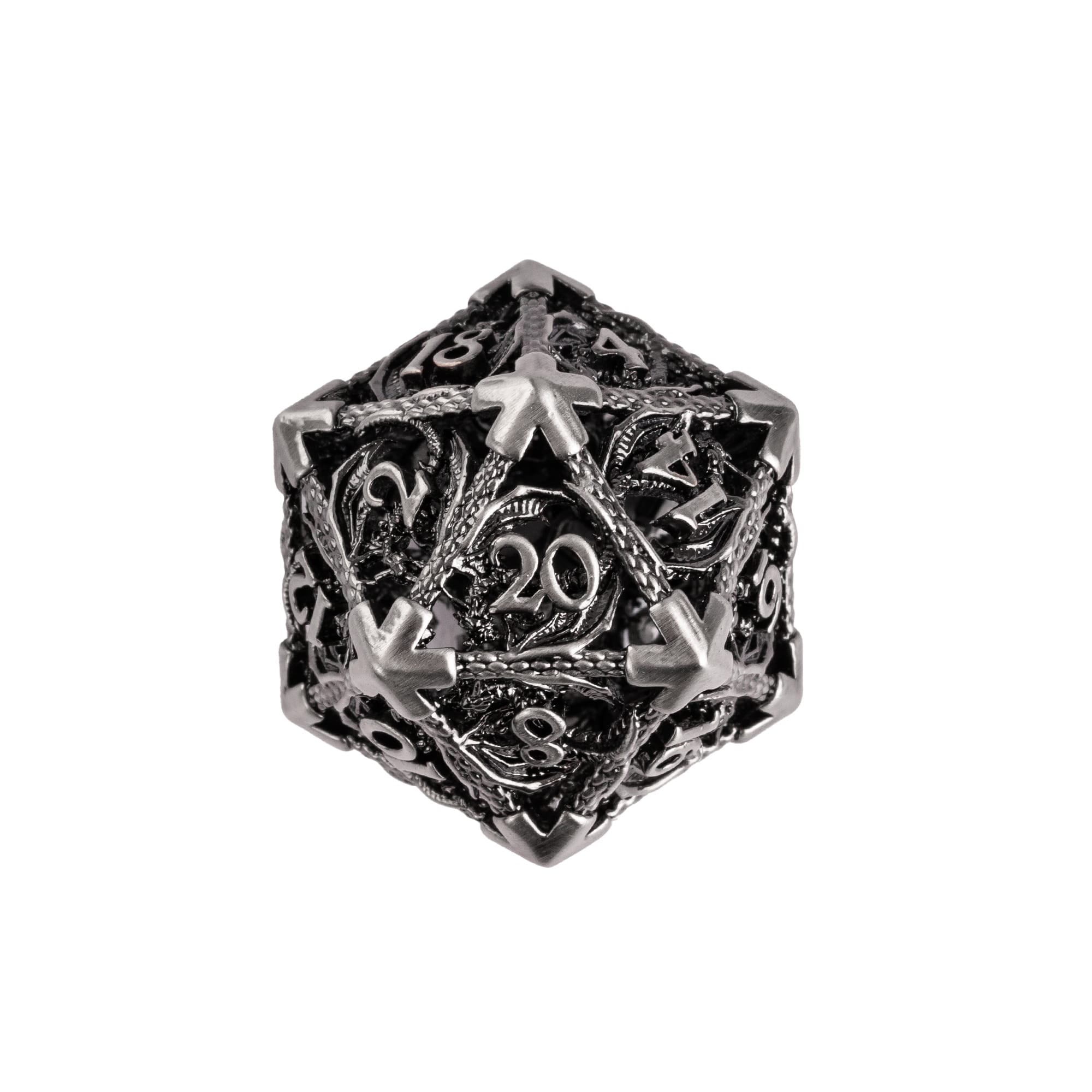 Ancient Silver Dragon - Hollow Metal Dice Set | Only Crits