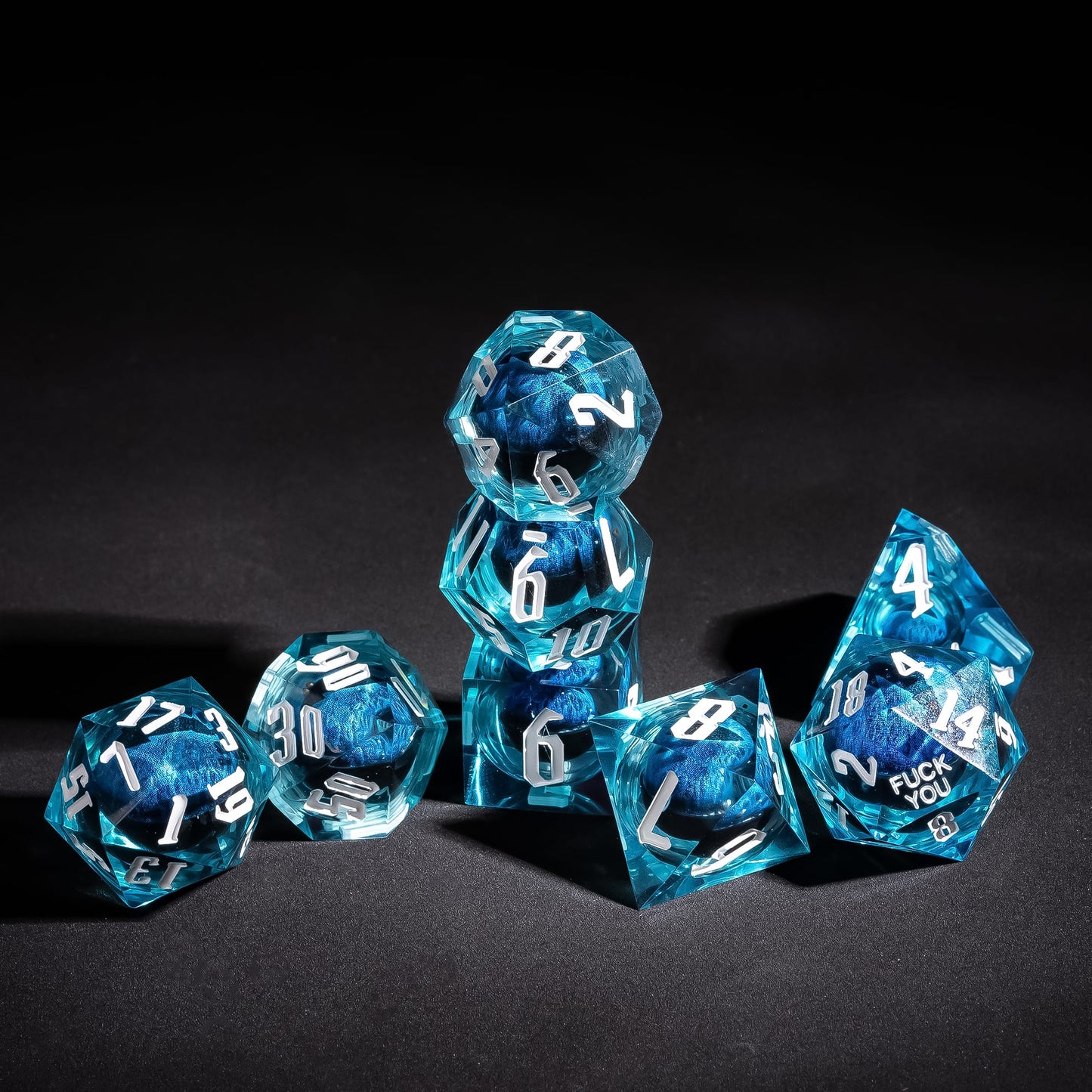 Dragon Eye (Blue) - F*ck Me Sharp Edge Dice Set