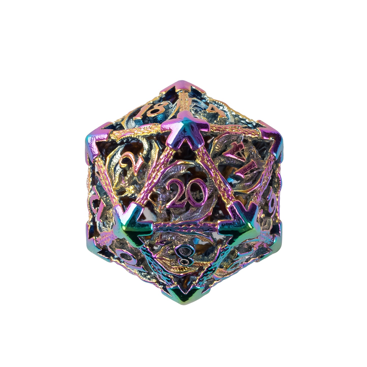 Radiant Prismatic Dragon - Hollow Metal Dice Set
