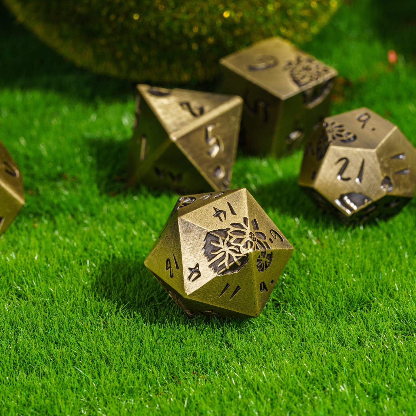 Brass Lotus Blossom - Metal Dice Set