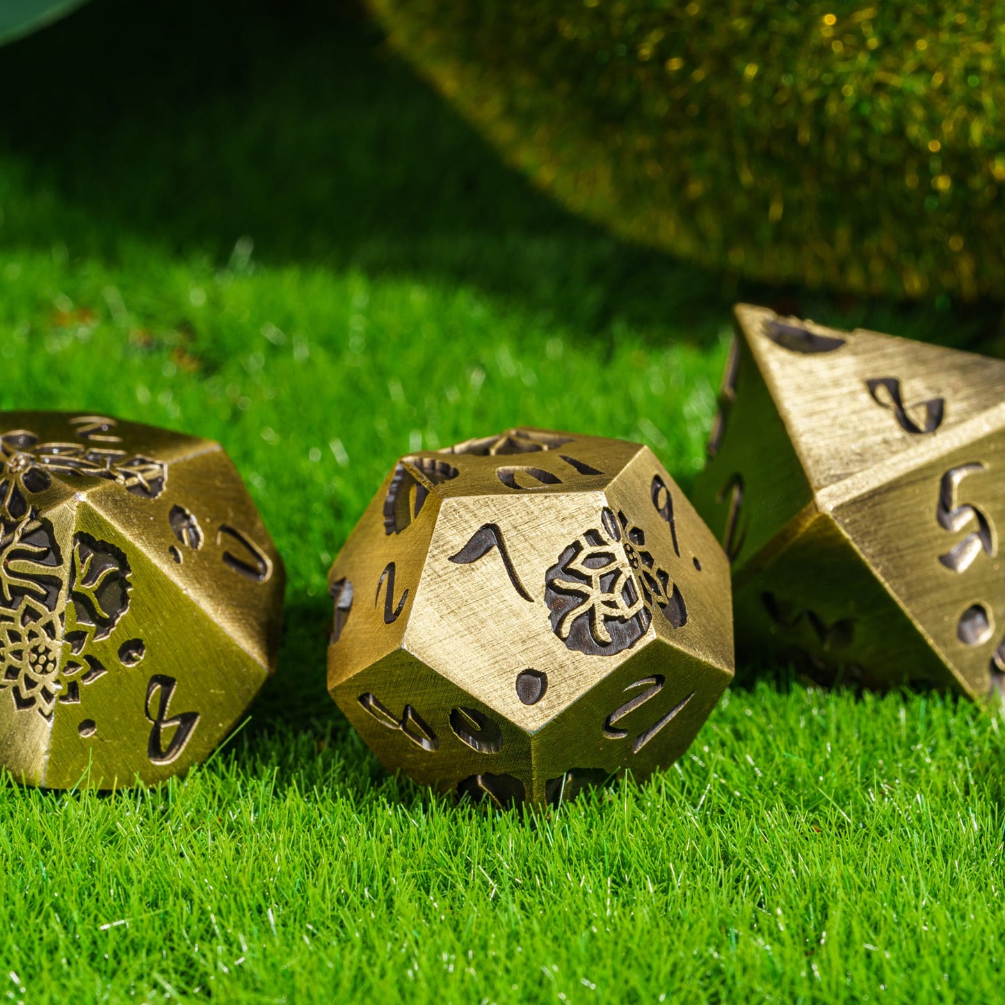 Brass Lotus Blossom - Metal Dice Set
