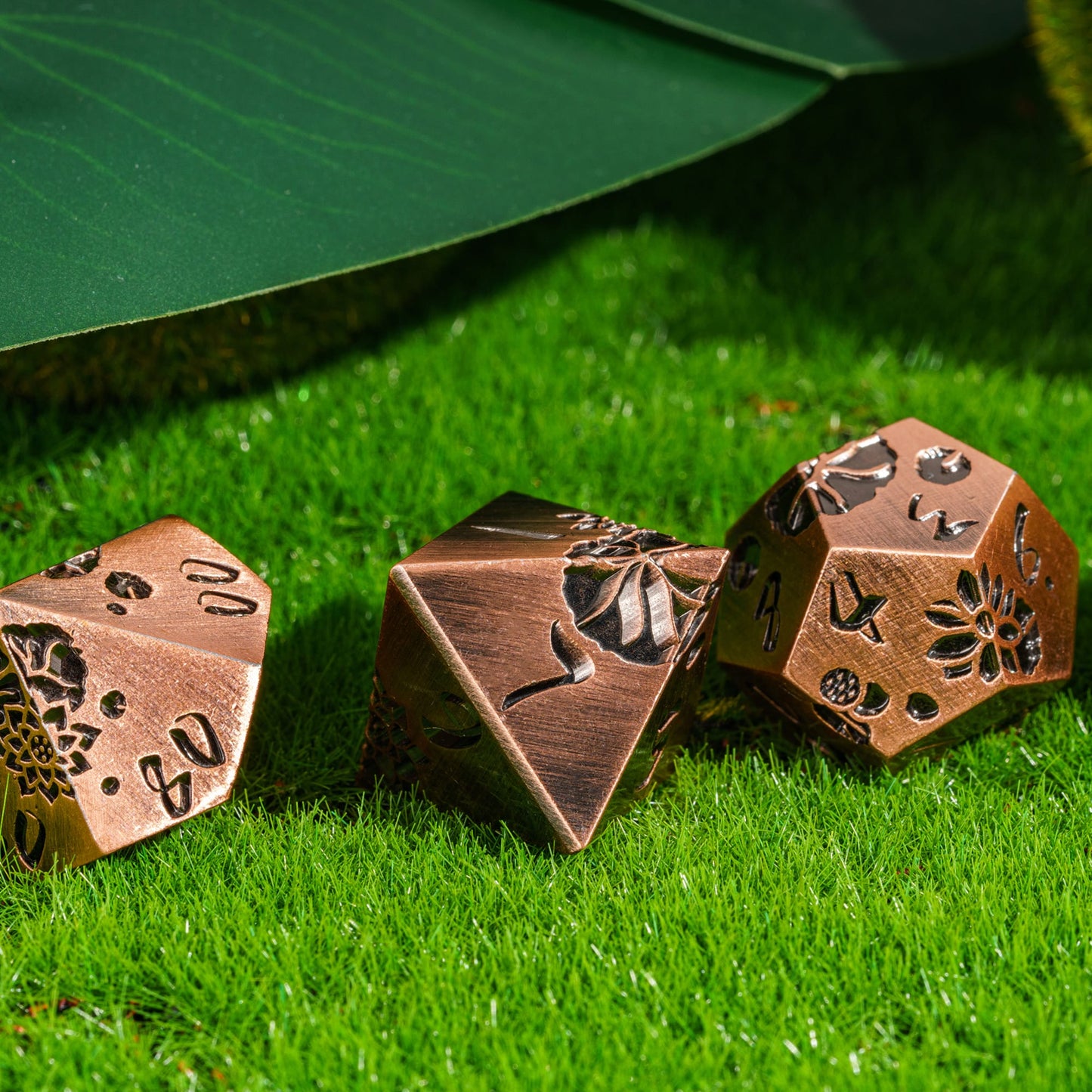 Rose Gold Lotus Blossom - Metal Dice Set