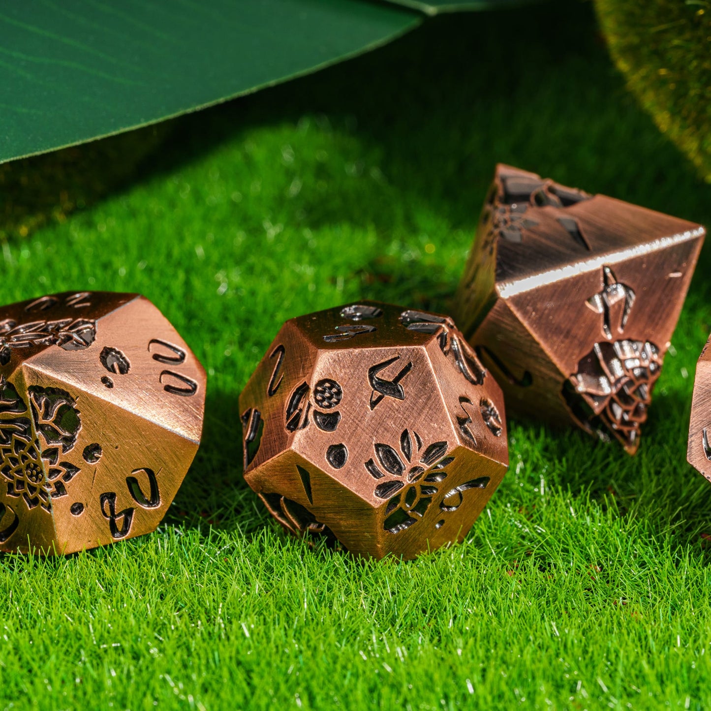 Rose Gold Lotus Blossom - Metal Dice Set