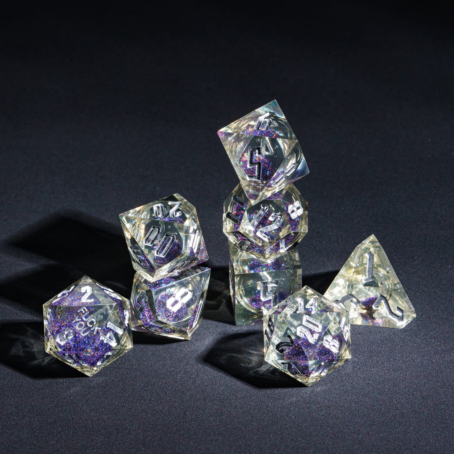 Trapped Quicksand (Silver) - F*ck Me Sharp Edge Dice Set