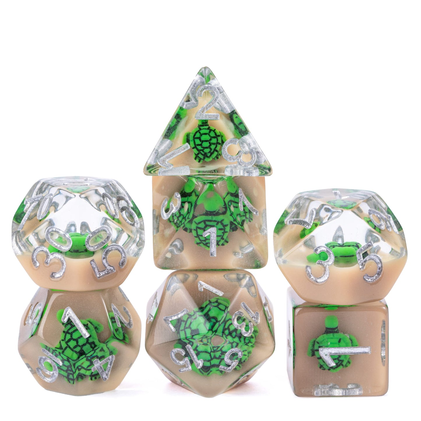 Transparent Green Turtle - Dice Set