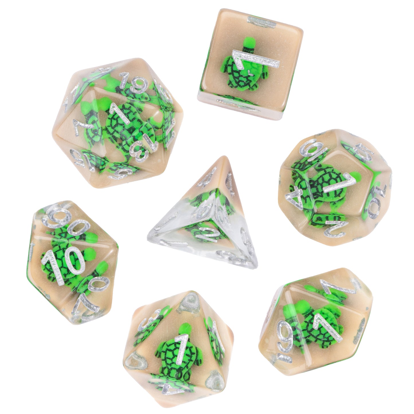Transparent Green Turtle - Dice Set