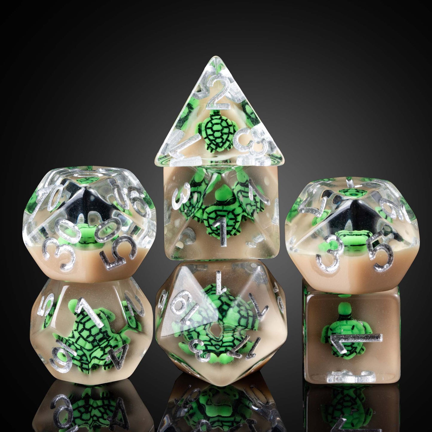 Transparent Green Turtle - Dice Set