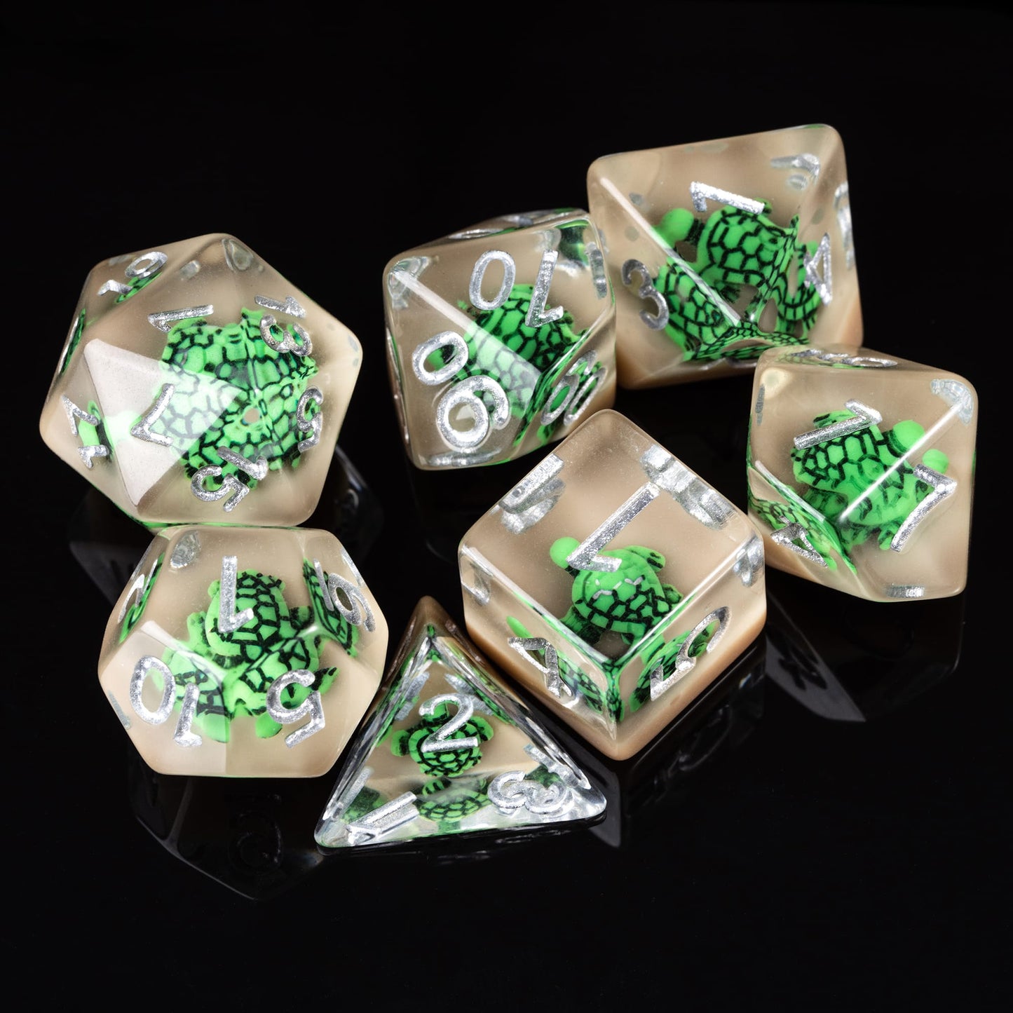 Transparent Green Turtle - Dice Set
