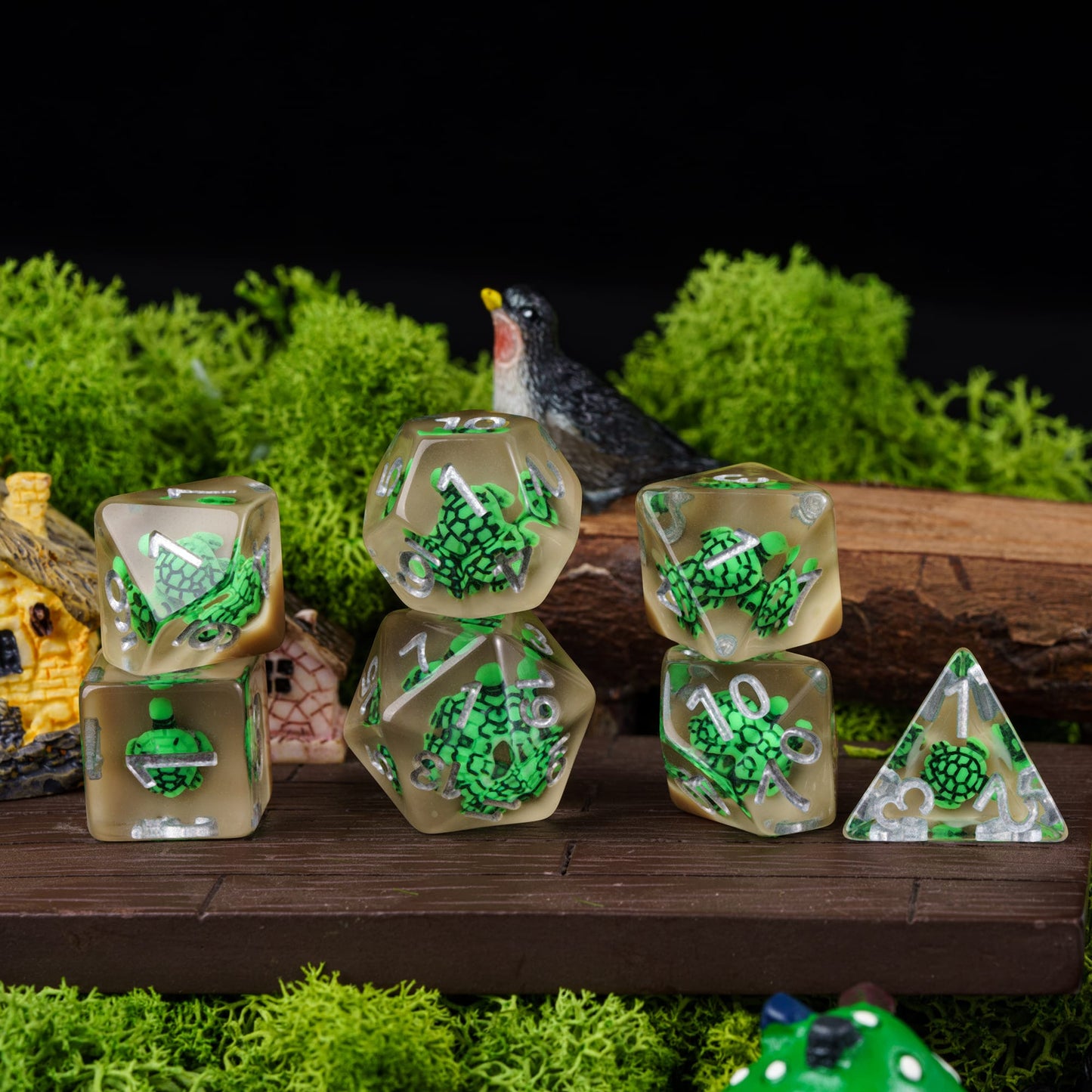 Transparent Green Turtle - Dice Set