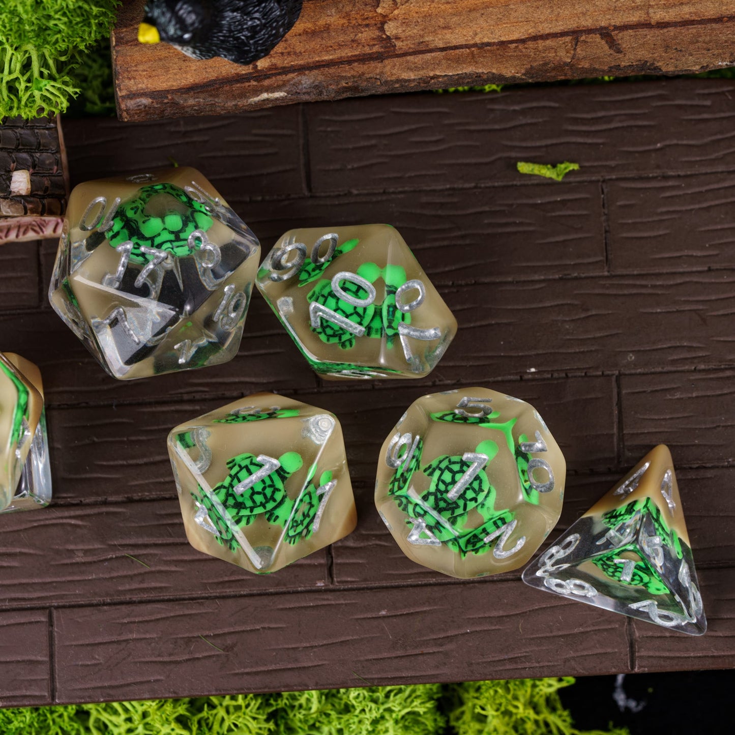 Transparent Green Turtle - Dice Set