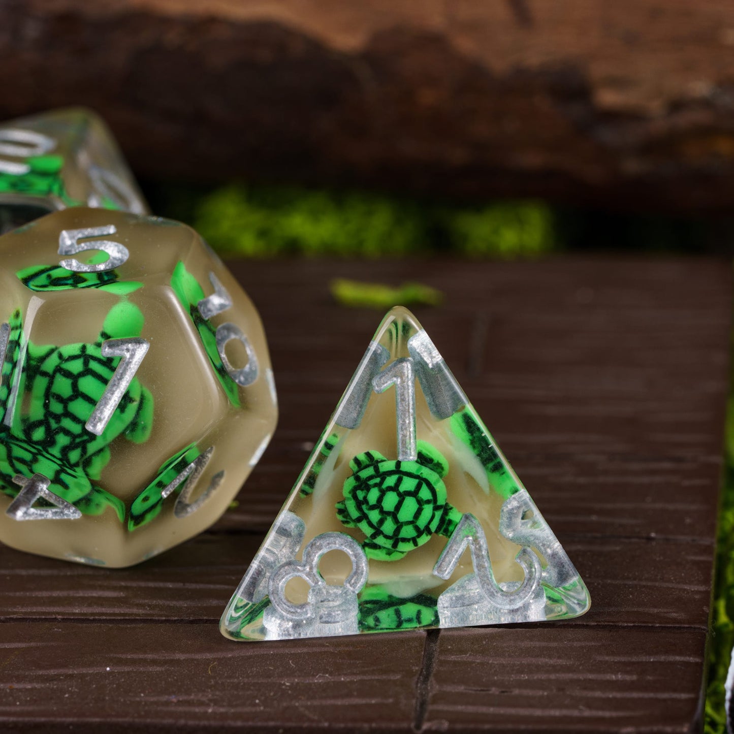 Transparent Green Turtle - Dice Set