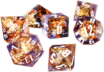 Guillman’s Guide to Speed Aether Shards Sharp Edge Dice Set with gold foil & sharp edges for DnD 5e