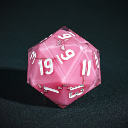 Pink Barbarian D20, pastel sharp edge polyhedral dice for DND 5e characters