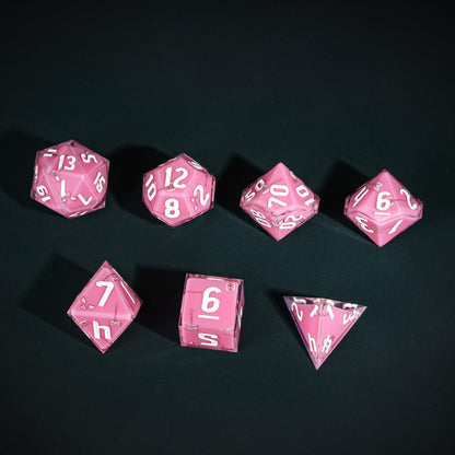 Pink Barbarian Dice Set, 7 piece pastel sharp edge dice for DND 5e players