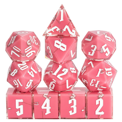 Red Barbarian Dice Set, 11 piece pastel sharp edge dice for DND 5e players