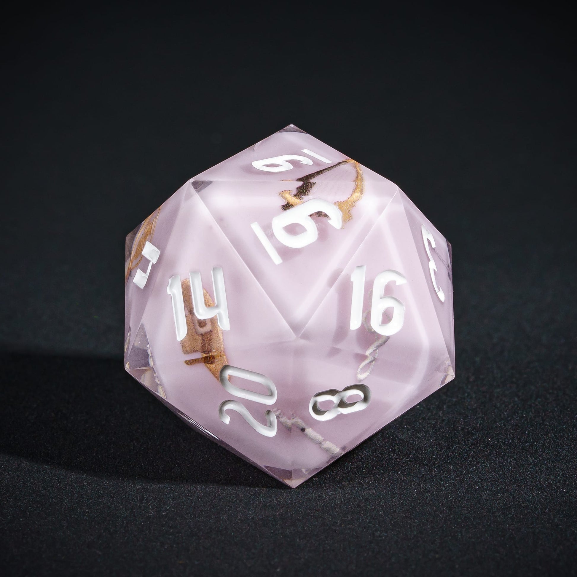 Light pink Bard D20, pastel sharp edge polyhedral dice for DND 5e characters
