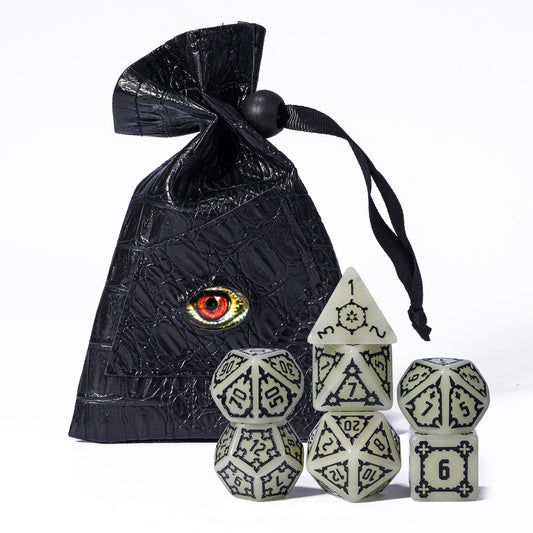 Castle Glow & Black Huge Dice Set with dragon eye dice bag for DnD & DnD 5e