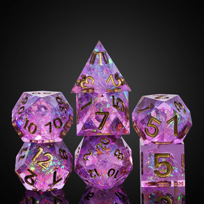 Stacked Celestial Heart sharp edge dice with gold ink
