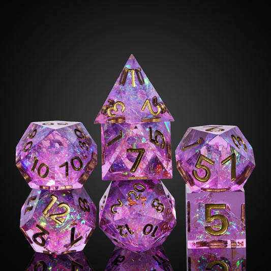 Stacked Celestial Heart sharp edge dice with gold ink