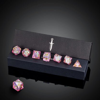 Celestial Heart F*ck Me Sharp Edge Dice Set in black presentation box for DnD & DnD 5e