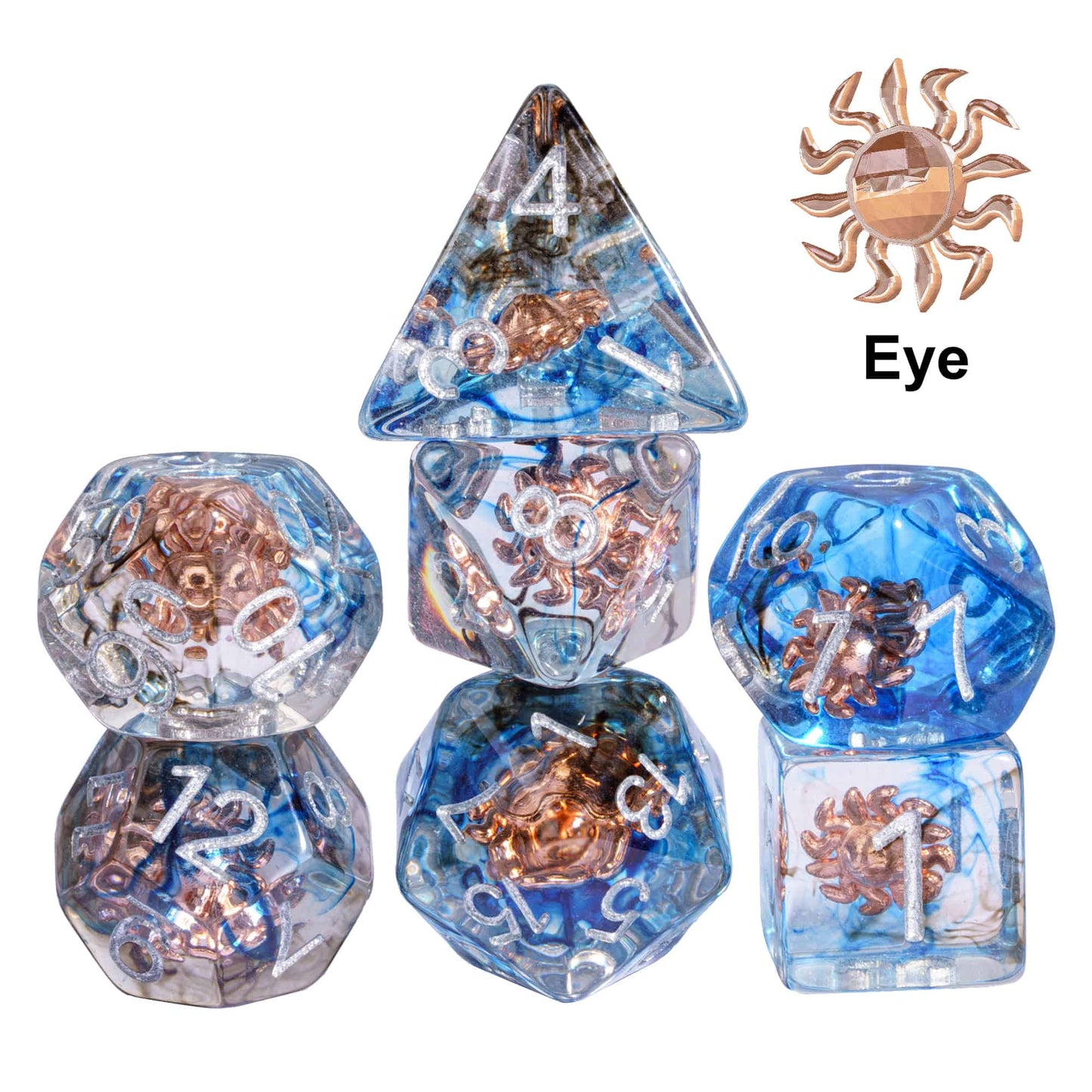 Class Weapons Warlock Eye Dice Set, mystical resin 7 piece sharp edge dice for DnD & DnD 5e