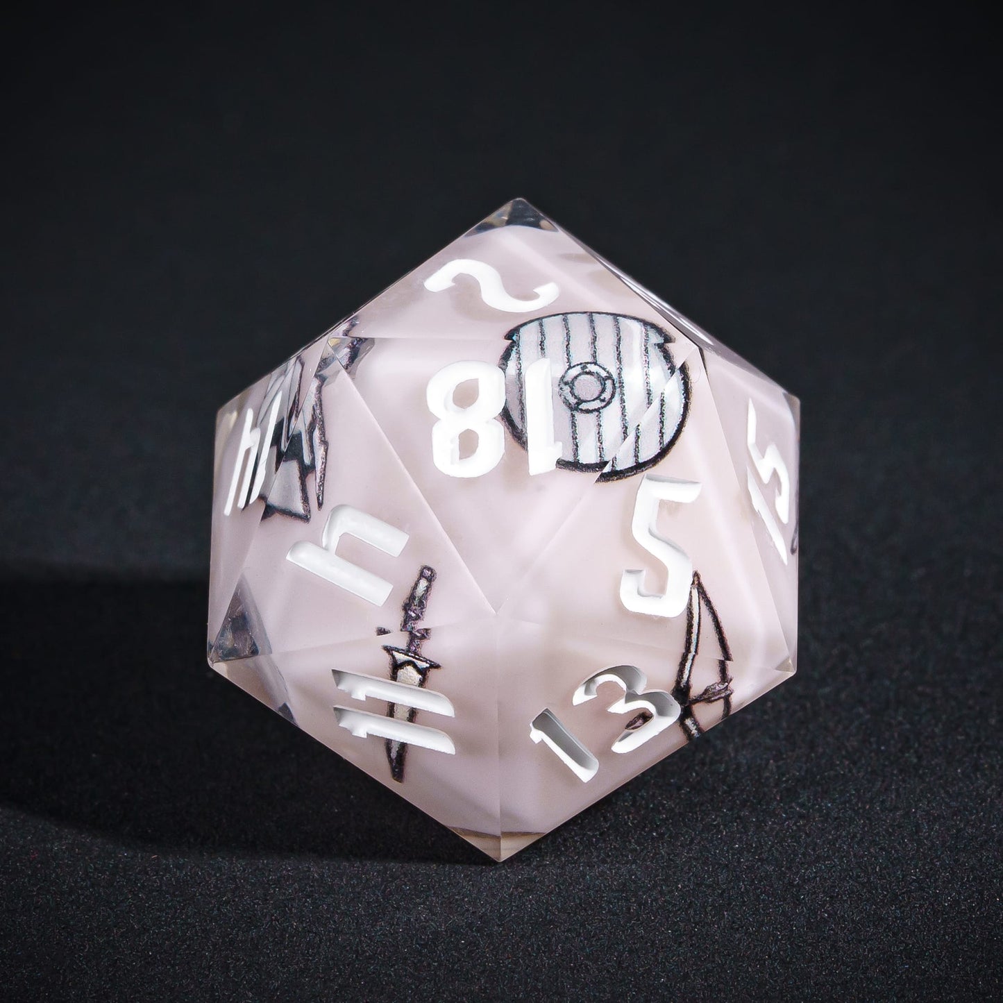 Beige Fighter D20, pastel sharp edge polyhedral dice for DND 5e characters