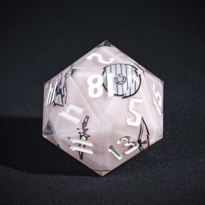 Beige Fighter D20, pastel sharp edge polyhedral dice for DND 5e characters
