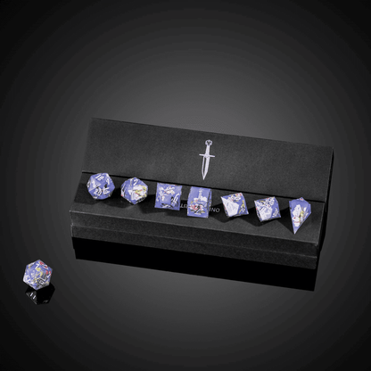 Floral Eclipse Sharp Edge Dice Set displayed in Only Crits box for DnD